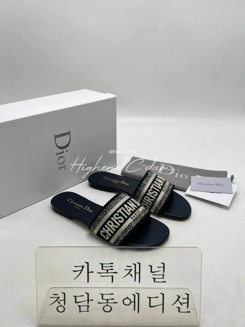 디올 디웨이 슬리퍼 (0.5CM,4,5CM) (컬러 네이비)