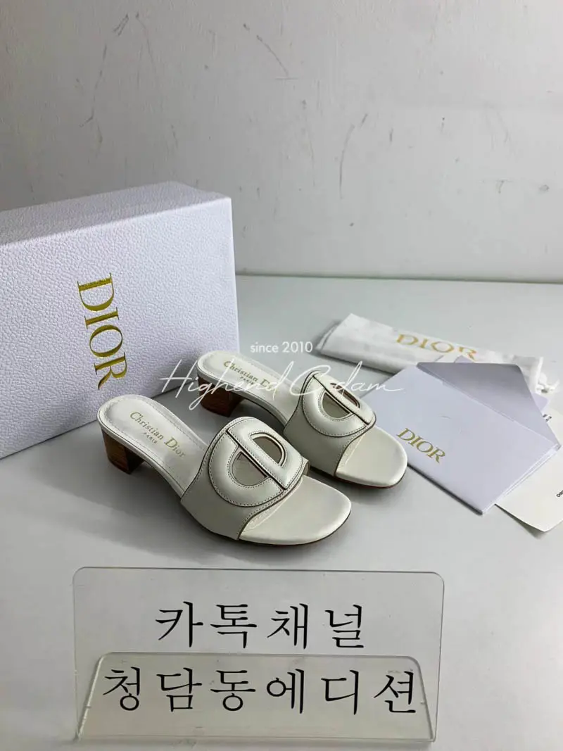 디올 D 클럽 카프스킨 슬라이드 (굽4.5cm) (6COLOR)