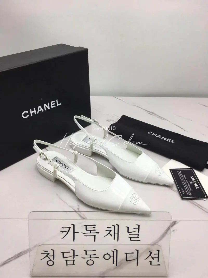 샤넬 투톤 슬링백 앞코 유광