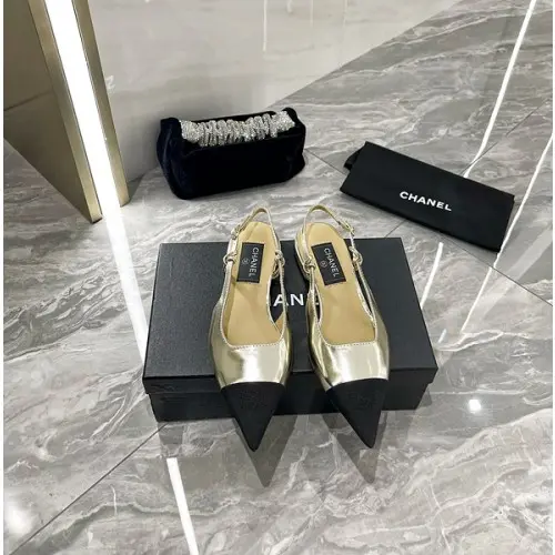 샤넬 투톤 슬링백 앞코 유광