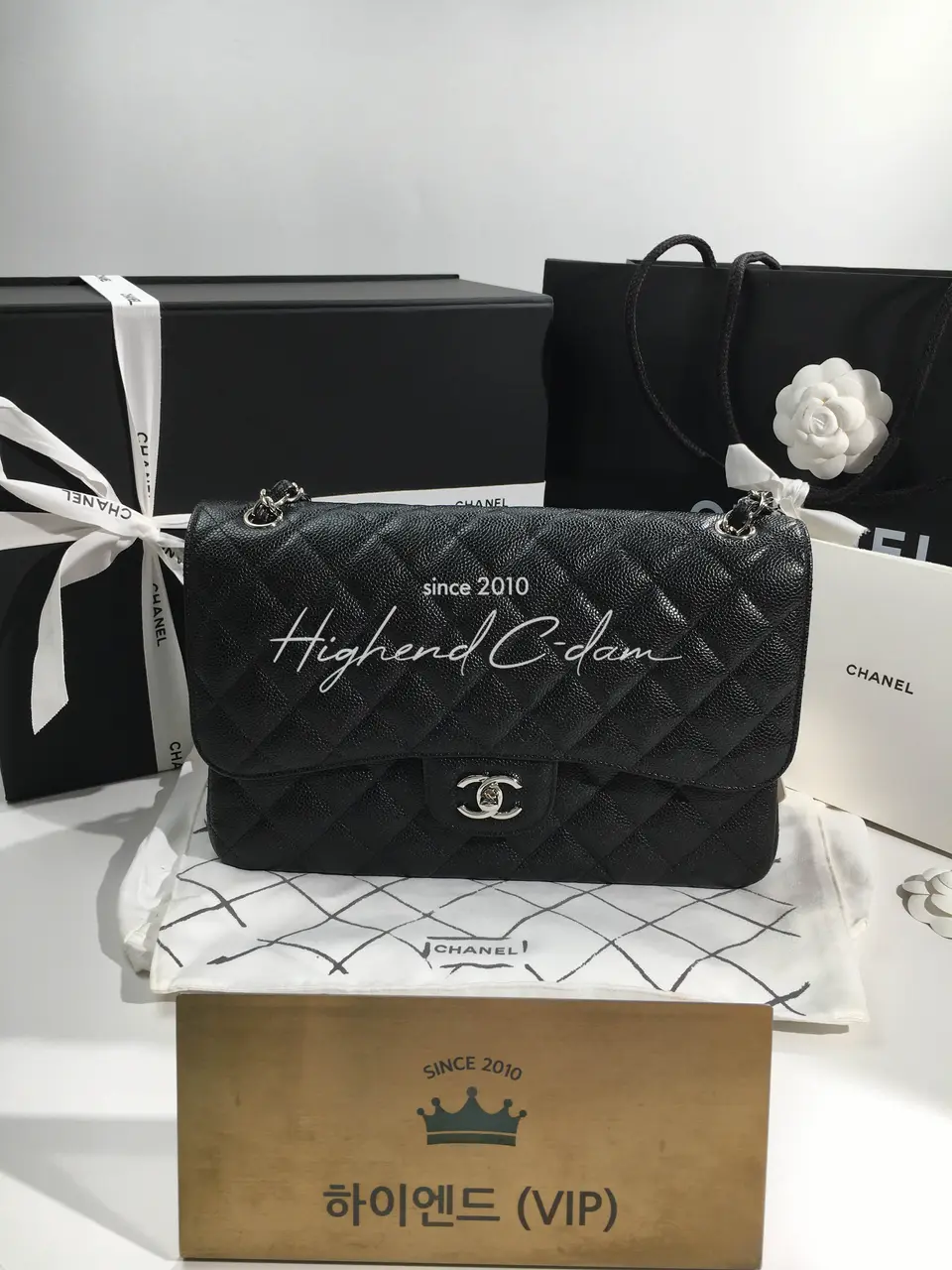 샤넬 클래식 캐비어 / 램스킨 라지 30cm 은장 (하이엔드급)
