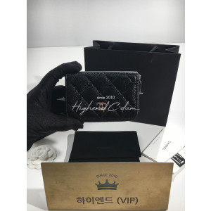 샤넬 클래식 캐비어 지퍼 카드지갑 은장