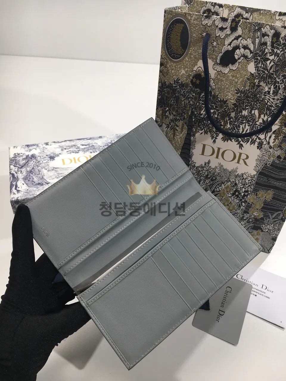 디올 CD 다이아몬드버티컬 장지갑