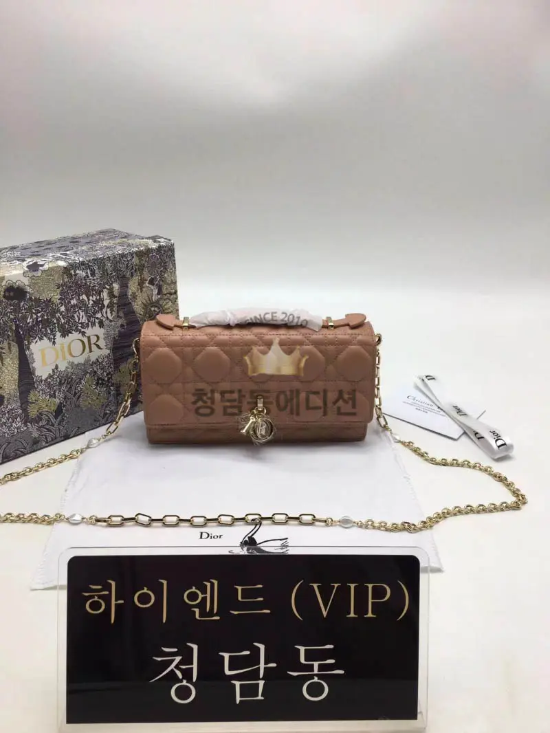 디올 레이디 탑 핸들 클러치 (컬러 핑크)