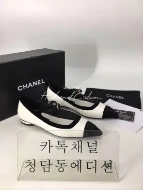 샤넬 투톤 벨벳 메리제인 발레리나 플랫슈즈