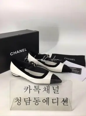 샤넬 투톤 벨벳 메리제인 발레리나 플랫슈즈