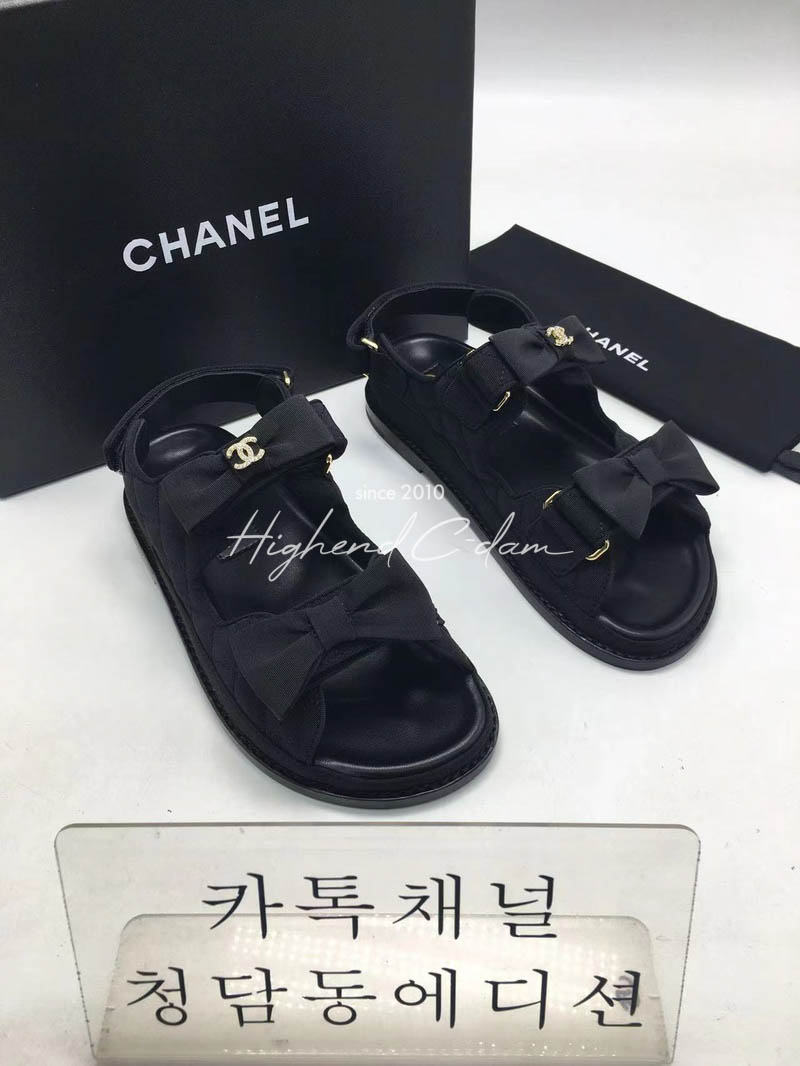 샤넬 리본 벨크로 샌들