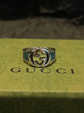 구찌 gucci 인터로킹 더블 G 그린 반지