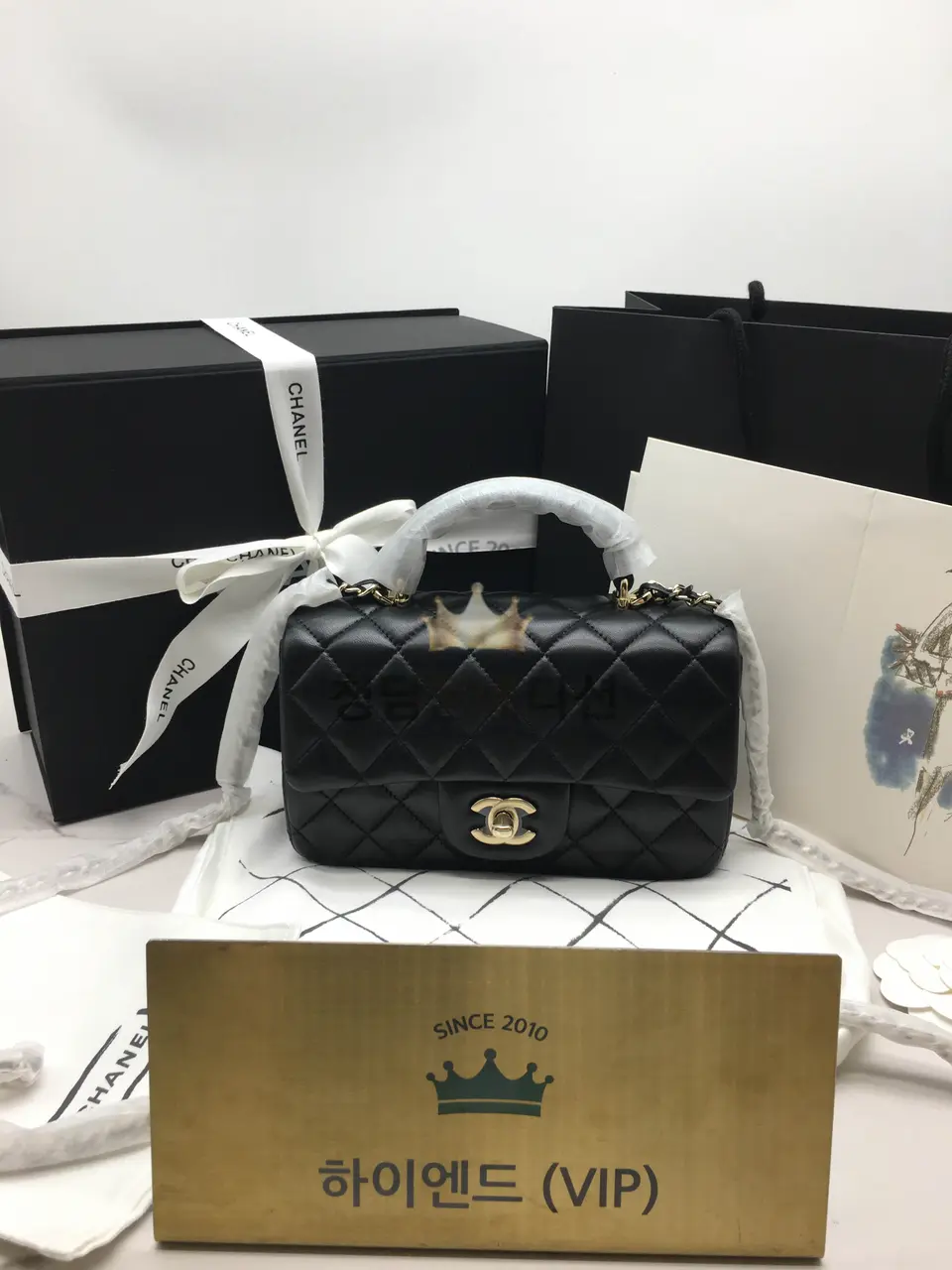 샤넬 탑핸들 뉴미니 플랩백 램스킨