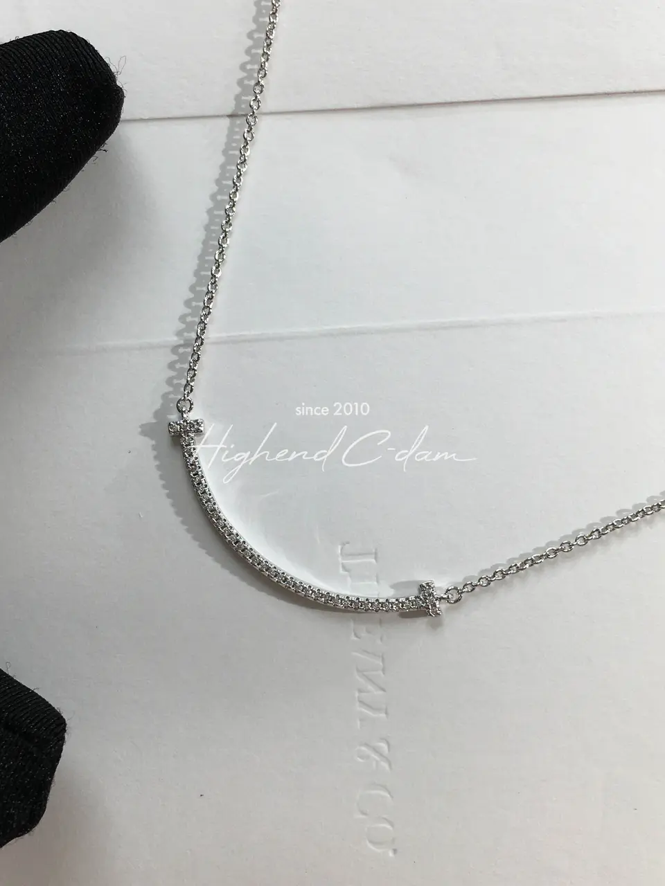 티파니 스마일 목걸이 (3.6CM) (V-gold소재) (컬러 로즈골드, 화이트골드)