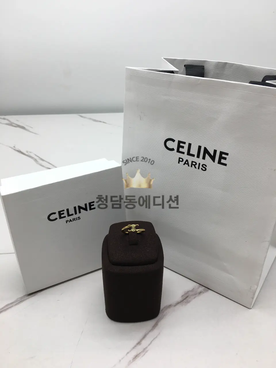 셀린느 트리오페 반지 (컬러 옐로우골드, 화이트골드)