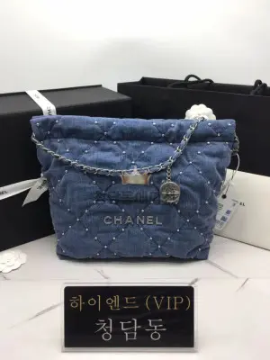 샤넬 24S 22백 스몰 스터드 데님